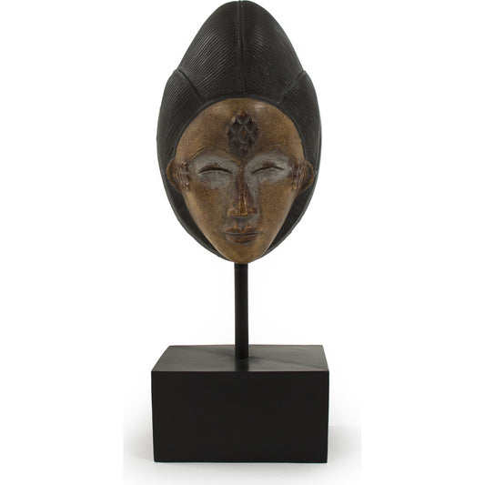 Resin Japanese Mask by Zentique in dark brown, gray tones and resin. Made from resin in a traditional style.