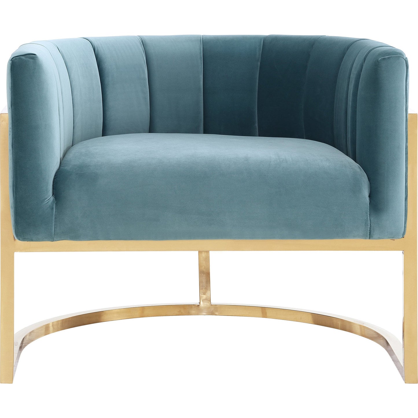002 S-245590 | Additional Silo | Gold Base Magnolia Chair by TOV Furniture in sea blue. Made from stainless steel, velvet in a modern style.