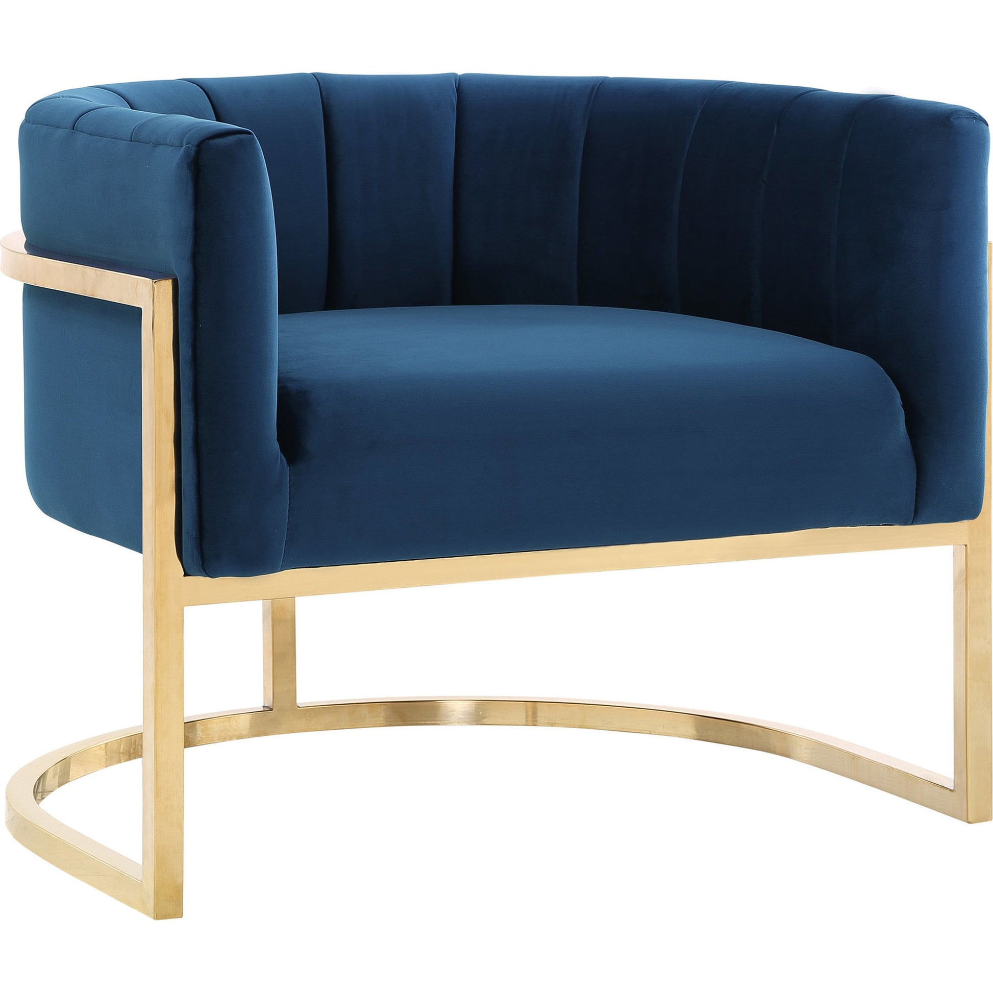 Gold Base Magnolia Chair by TOV Furniture in sea blue. Made from stainless steel, velvet in a modern style.