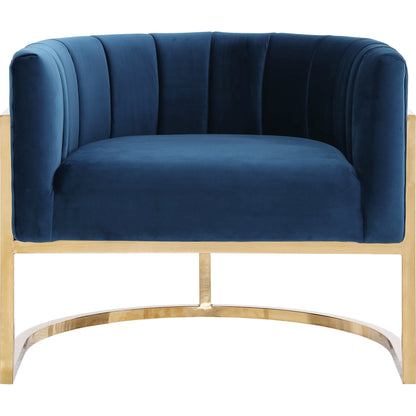 Gold Base Magnolia Chair by TOV Furniture in sea blue. Made from stainless steel, velvet in a modern style.