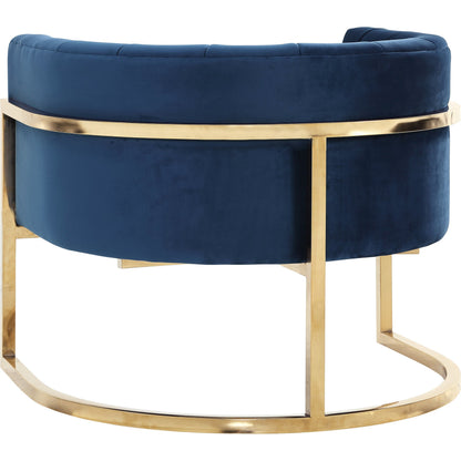 Gold Base Magnolia Chair by TOV Furniture in sea blue. Made from stainless steel, velvet in a modern style.