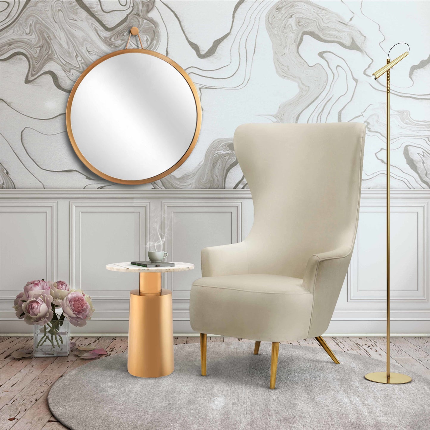 003 SR-389664 | Lifestyle | Julia Wingback Chair by TOV Furniture. Made from velvet in a modern style.