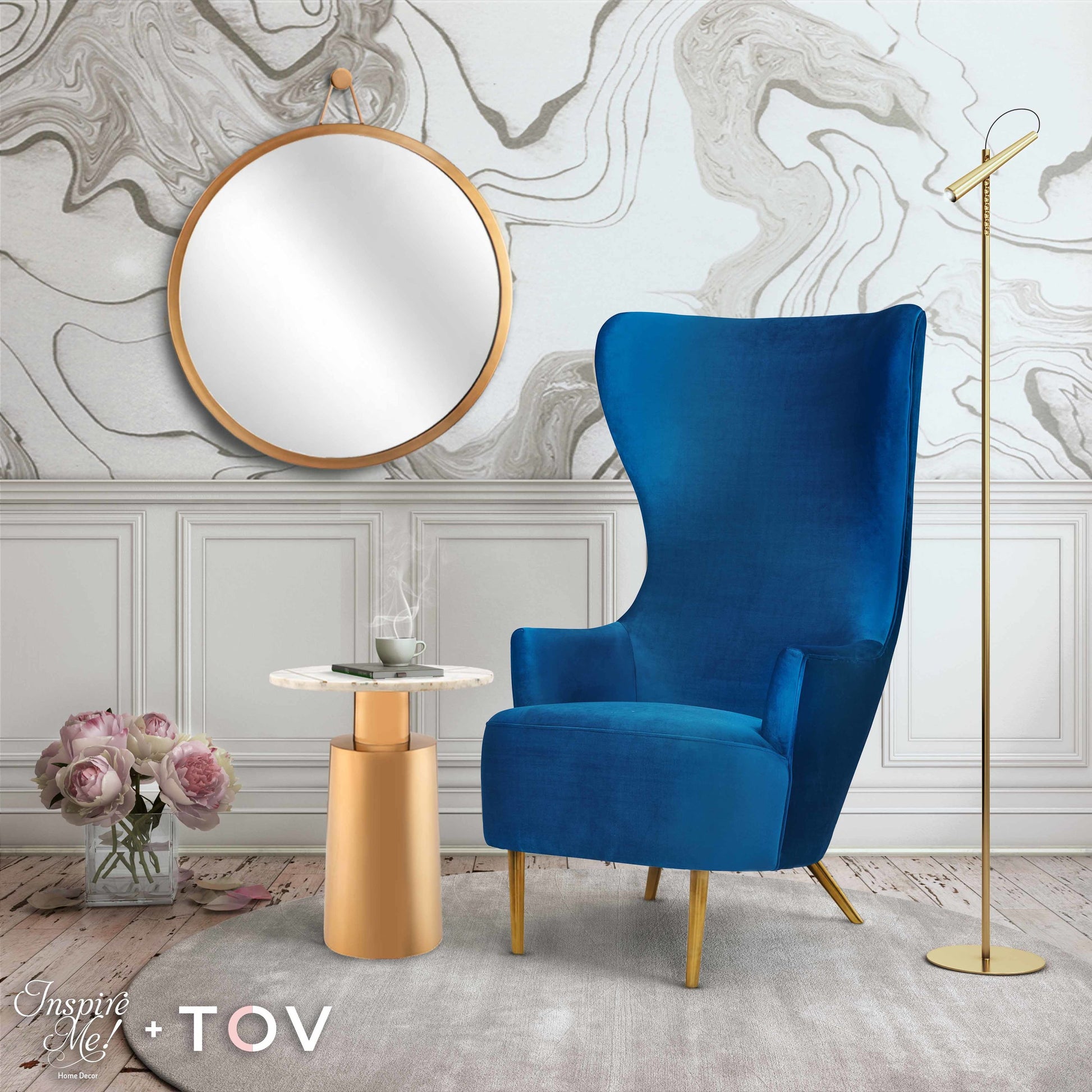 Julia Wingback Chair by TOV Furniture. Made from velvet in a modern style.