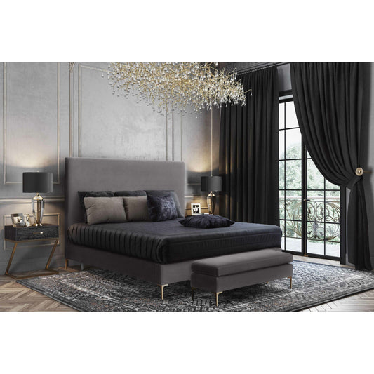 Delilah Bed by TOV Furniture in natural. Made from velvet in a modern style.