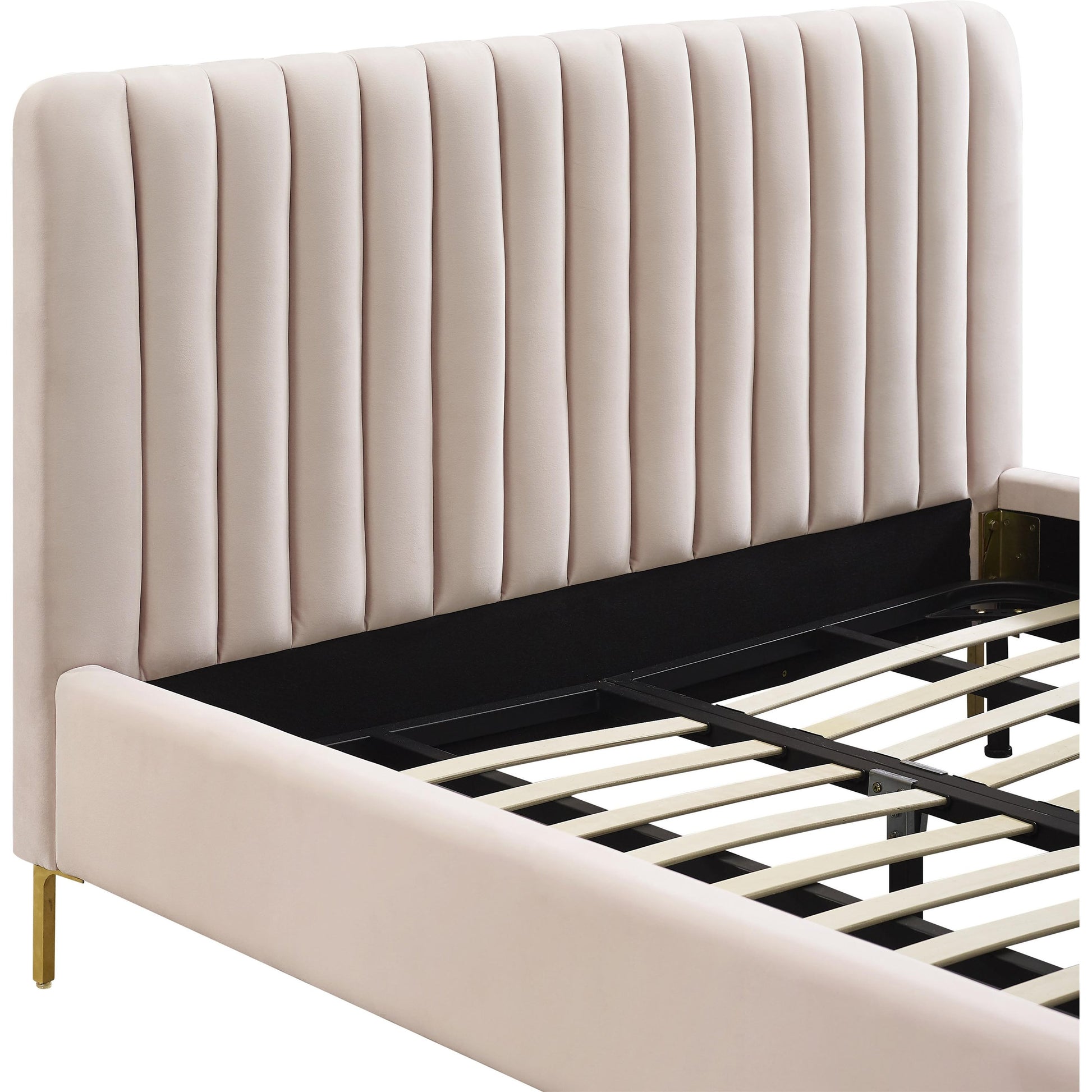 Angela Bed by TOV Furniture. Made from velvet in a transitional style.