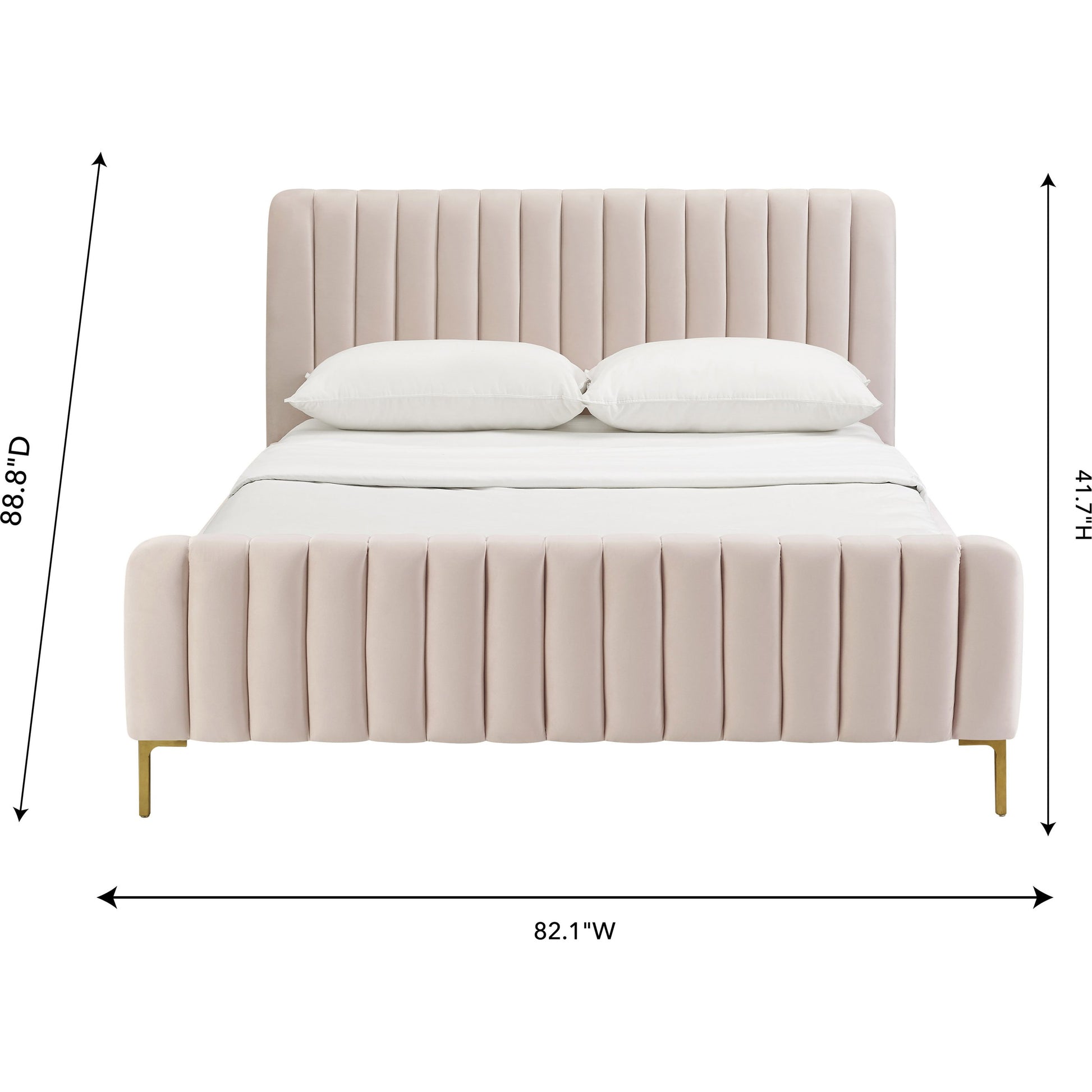 Angela Bed by TOV Furniture. Made from velvet in a transitional style.