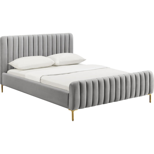 Angela Bed by TOV Furniture. Made from velvet in a transitional style.