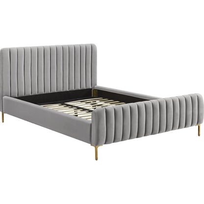 Angela Bed by TOV Furniture. Made from velvet in a transitional style.