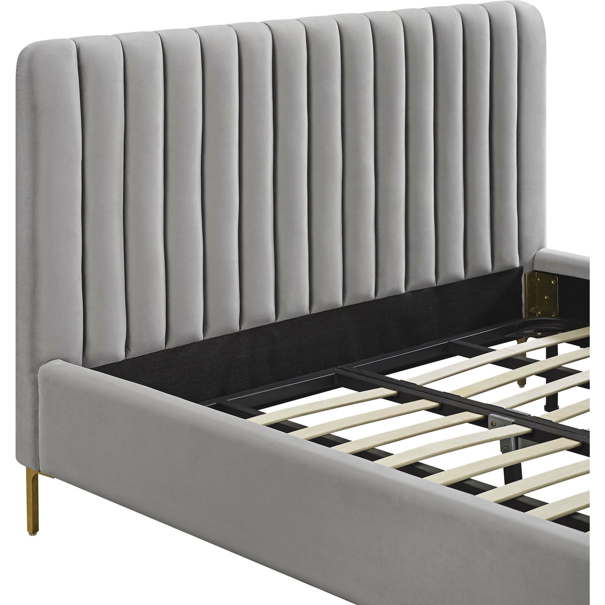 Angela Bed by TOV Furniture. Made from velvet in a transitional style.