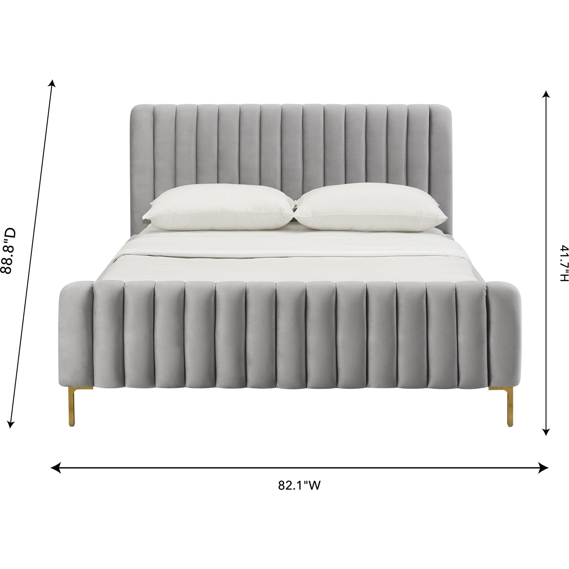 Angela Bed by TOV Furniture. Made from velvet in a transitional style.