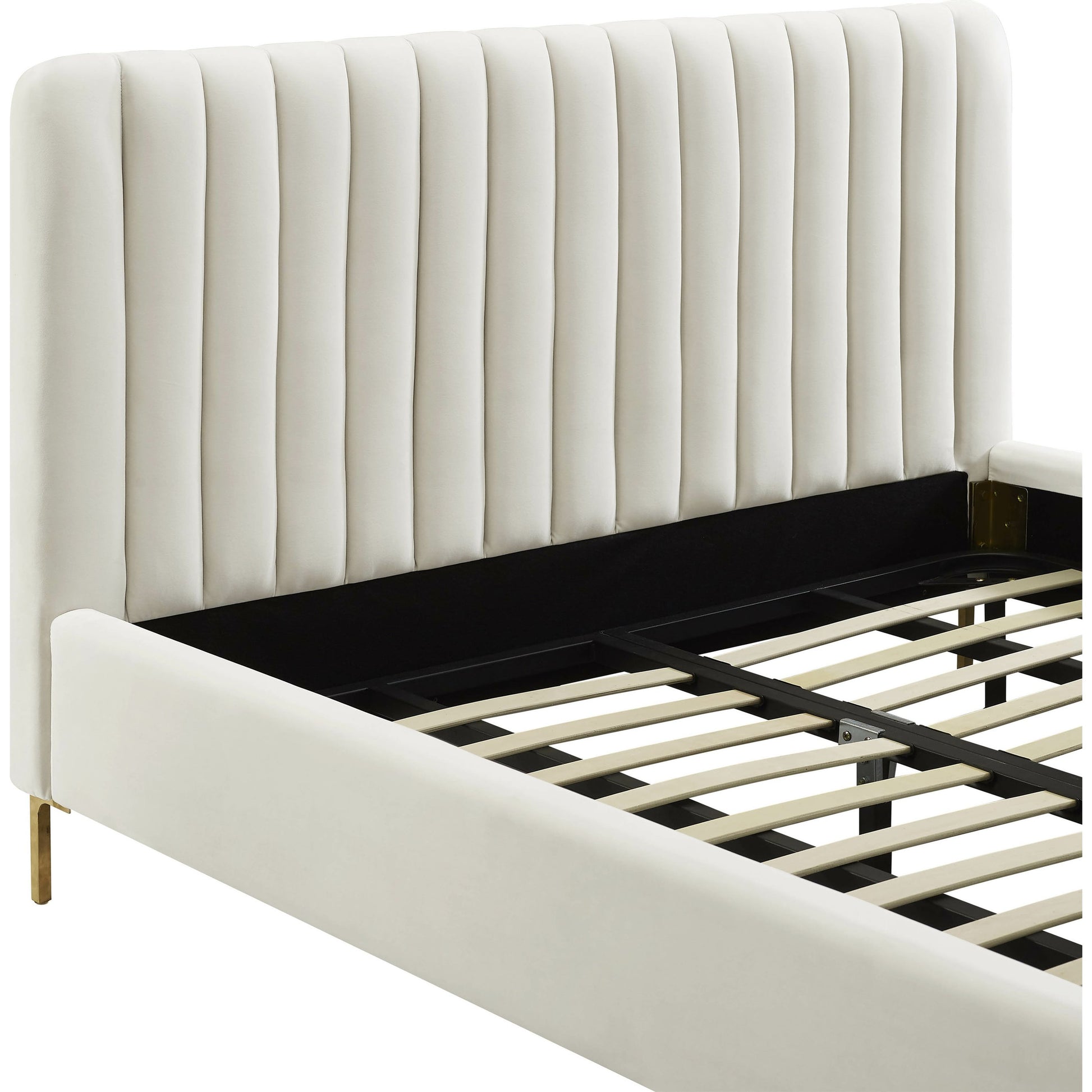 Angela Bed by TOV Furniture. Made from velvet in a transitional style.
