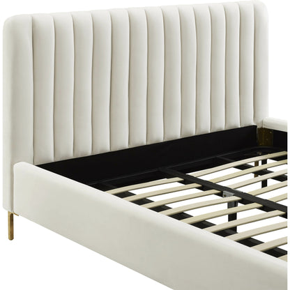 Angela Bed by TOV Furniture. Made from velvet in a transitional style.