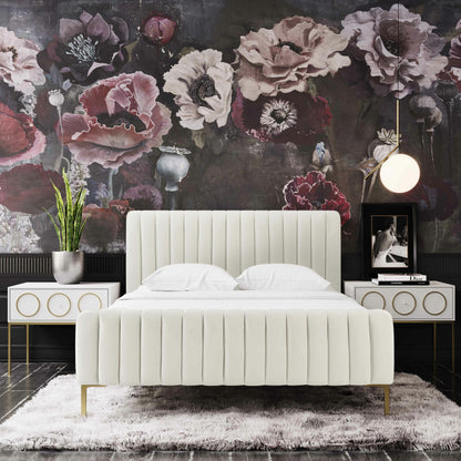 Angela Bed by TOV Furniture. Made from velvet in a transitional style.