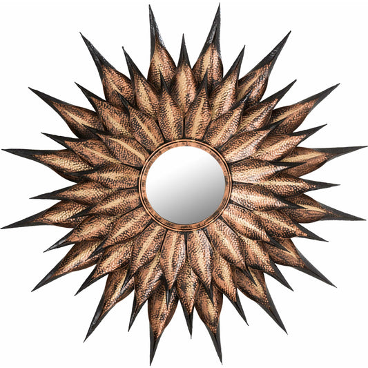 Sunflower Antique Wall Mirror by TOV Furniture in antique gold. Made from iron in a eclectic & global style.