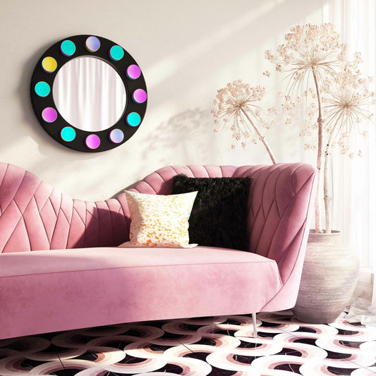 Rockstar Mirror by TOV Furniture in black. Made from iron in a modern style.