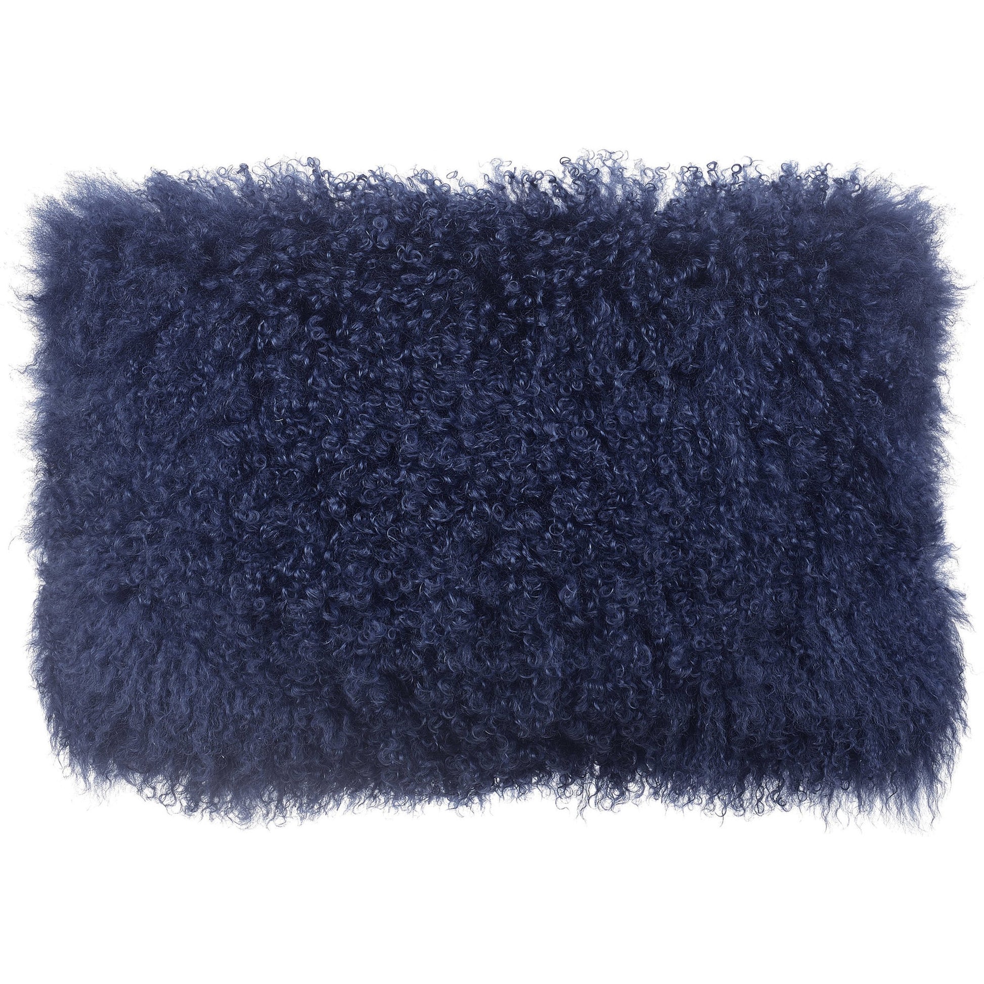 Tibetan Sheep Long Pillow by TOV Furniture in blue. Made from sheepskin in a modern style.
