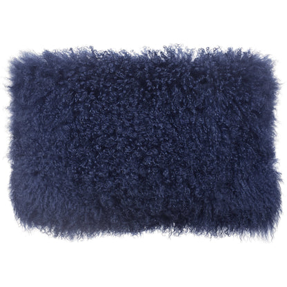 Tibetan Sheep Long Pillow by TOV Furniture in blue. Made from sheepskin in a modern style.