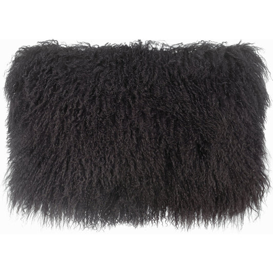 Tibetan Sheep Dark Long Pillow by TOV Furniture in gray. Made from sheepskin in a modern style.
