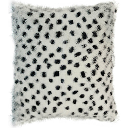 Goatskin Pillow by TOV Furniture in white leopard. Made from goatskin in a eclectic & global style.