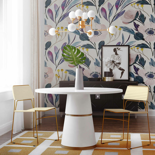 Rosa Dining Table by TOV Furniture in white, gold. Made from mdf, stainless steel in a modern style.
