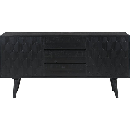 Valentina Buffet by TOV Furniture in rubbed black. Made from solid acacia, mdf, acacia veneer in a modern style.