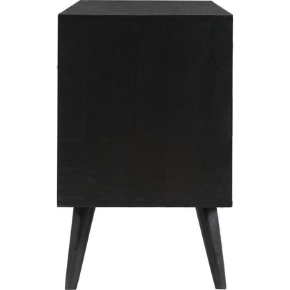 Valentina Buffet by TOV Furniture in rubbed black. Made from solid acacia, mdf, acacia veneer in a modern style.
