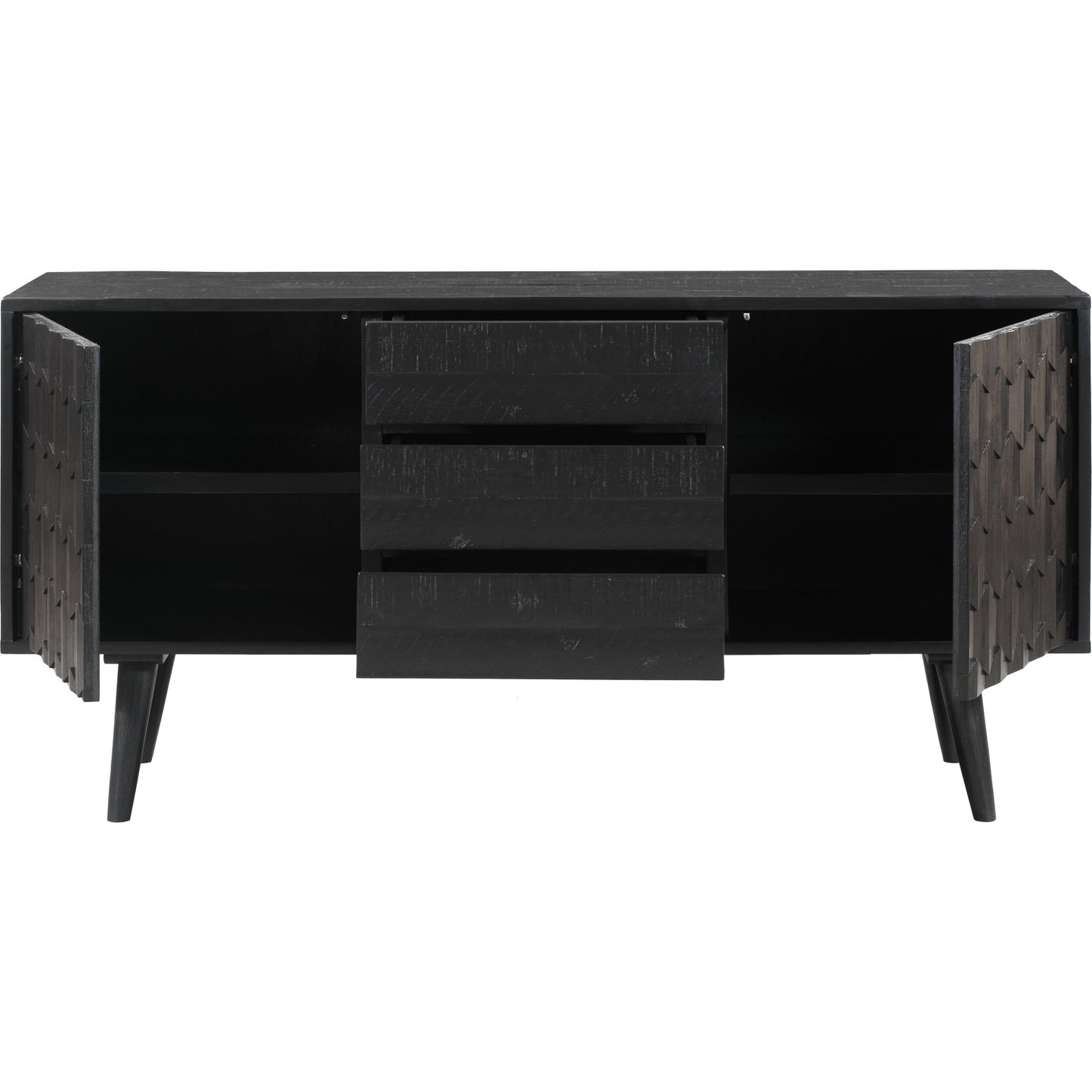 008 SR-389811 | Additional Silo | Valentina Buffet by TOV Furniture in rubbed black. Made from solid acacia, mdf, acacia veneer in a modern style.