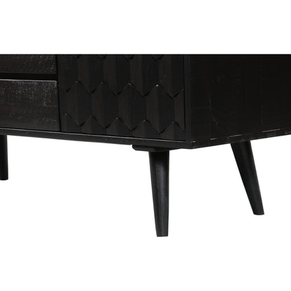 Valentina Buffet by TOV Furniture in rubbed black. Made from solid acacia, mdf, acacia veneer in a modern style.
