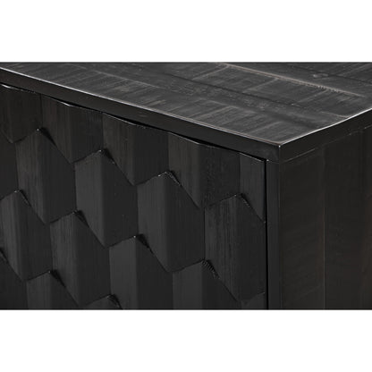 Valentina Buffet by TOV Furniture in rubbed black. Made from solid acacia, mdf, acacia veneer in a modern style.