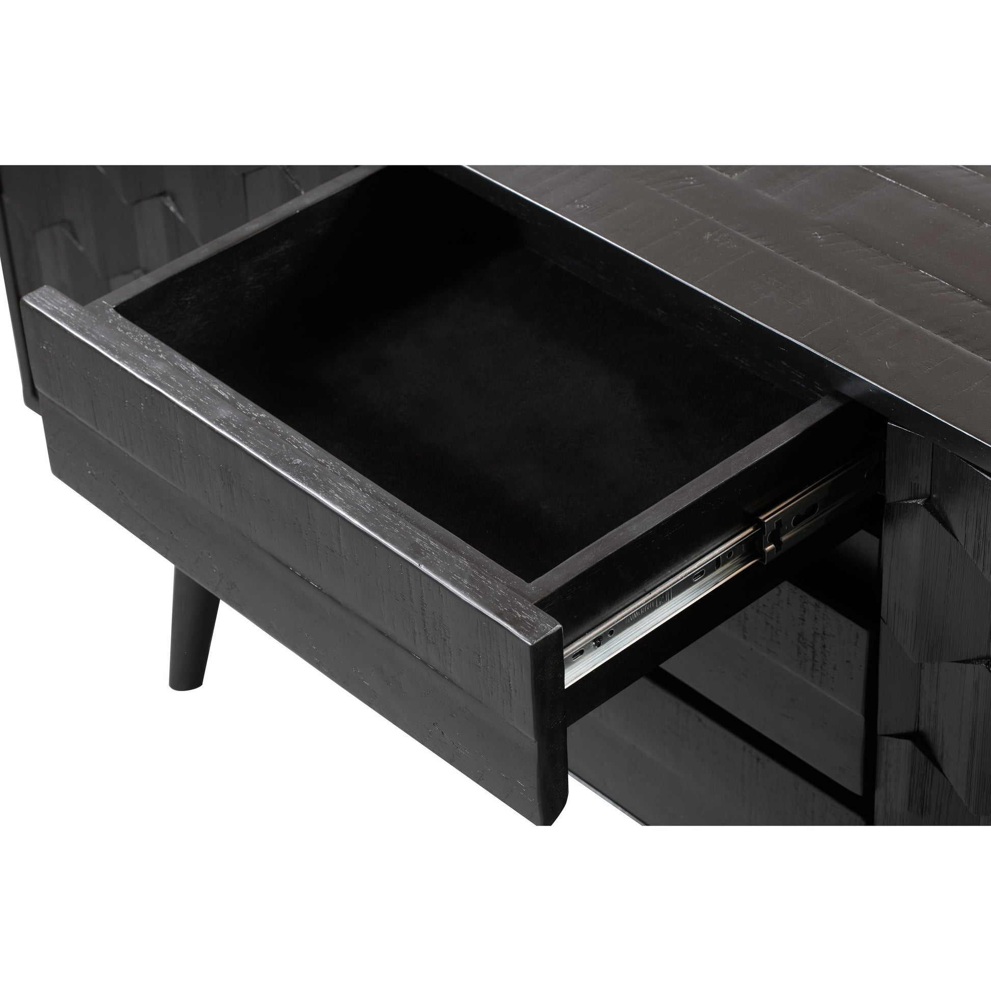 Valentina Buffet by TOV Furniture in rubbed black. Made from solid acacia, mdf, acacia veneer in a modern style.
