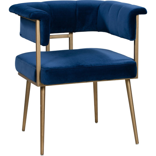 Astrid Chair by TOV Furniture in navy. Made from velvet in a modern style.