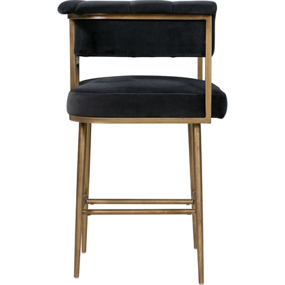 Astrid Counter Stool by TOV Furniture in blush. Made from velvet in a modern style.