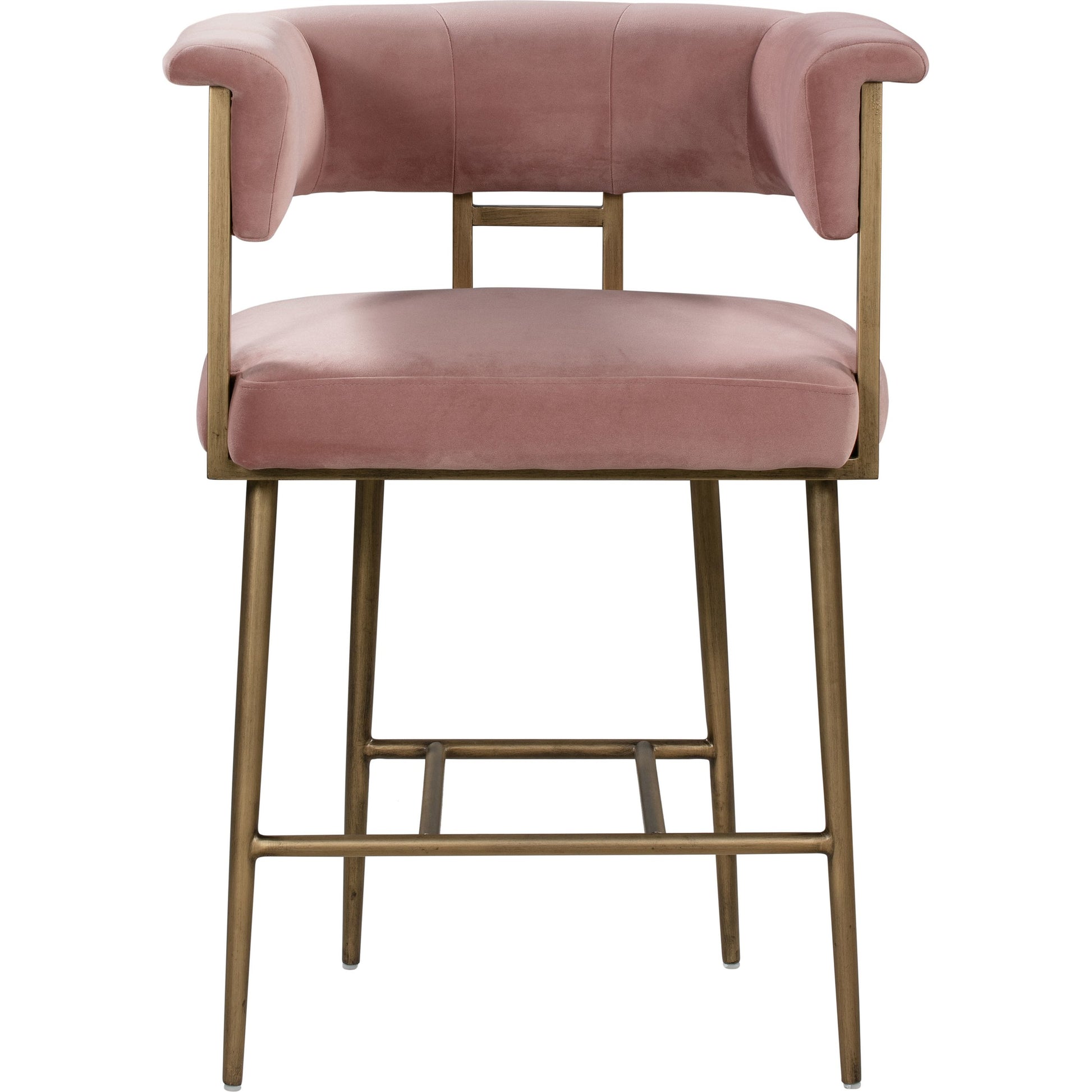 Astrid Counter Stool by TOV Furniture in blush. Made from velvet in a modern style.