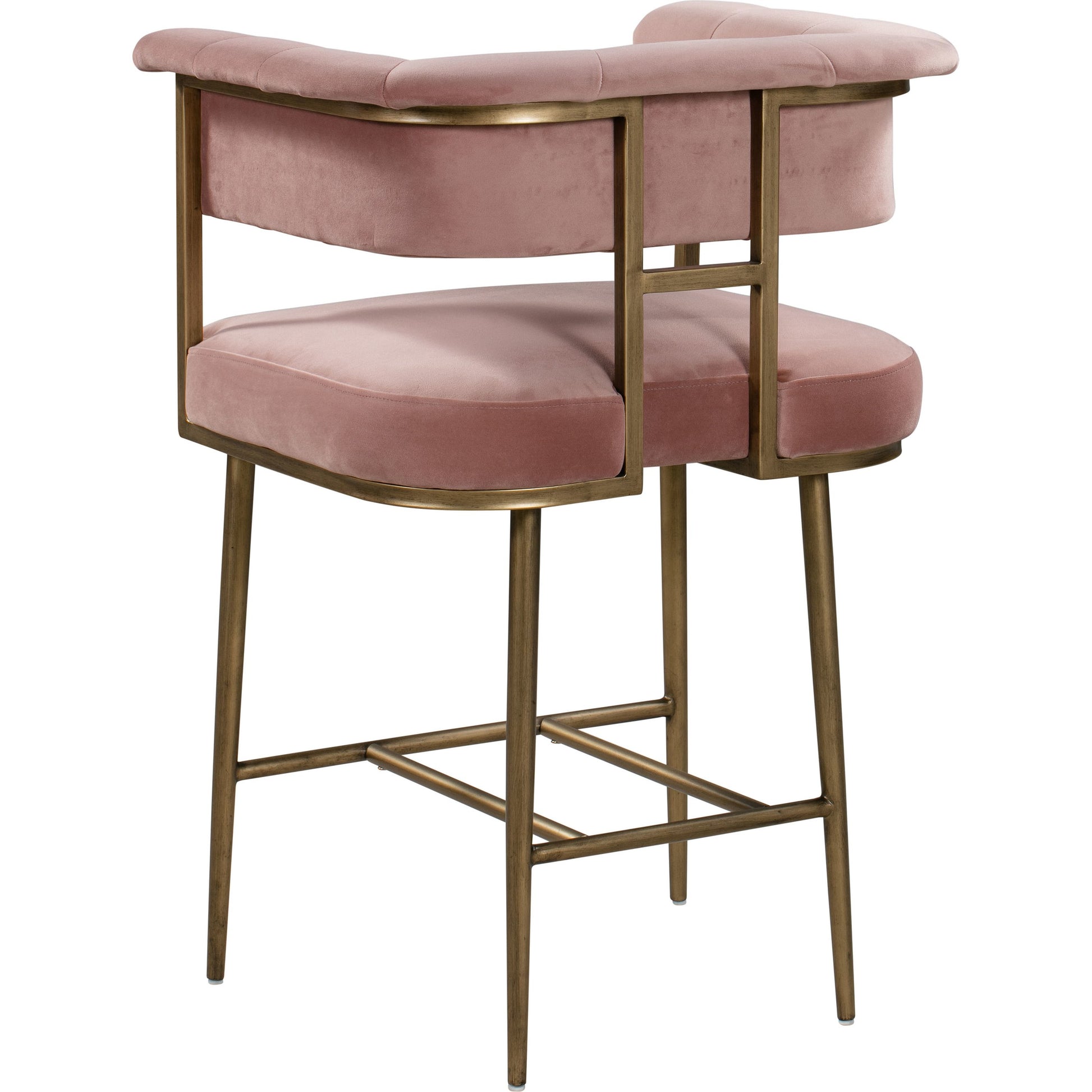Astrid Counter Stool by TOV Furniture in blush. Made from velvet in a modern style.