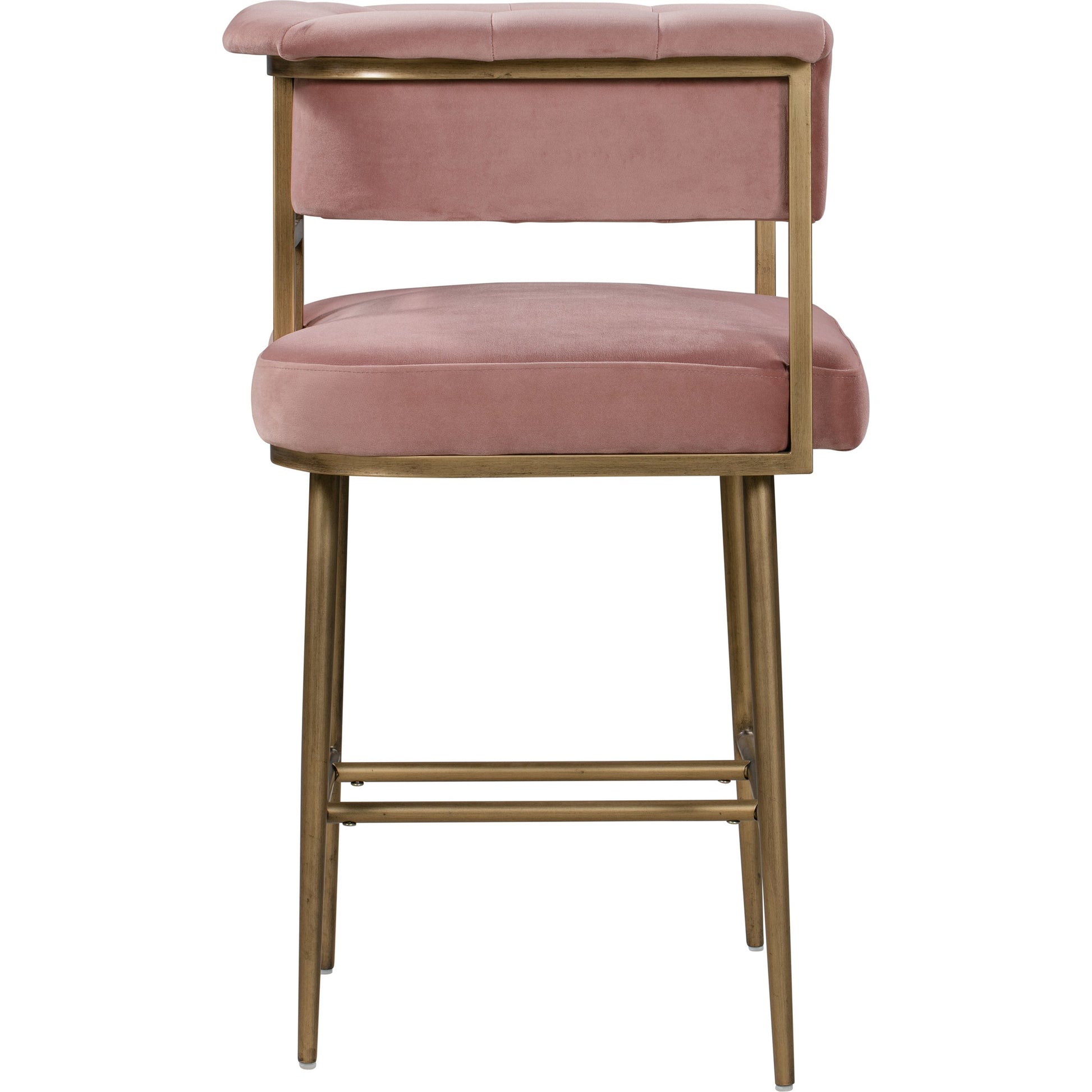 Astrid Counter Stool by TOV Furniture in blush. Made from velvet in a modern style.