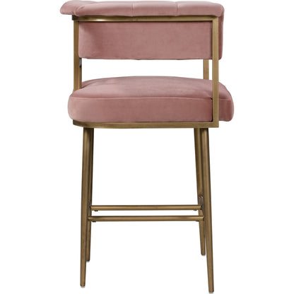 Astrid Counter Stool by TOV Furniture in blush. Made from velvet in a modern style.