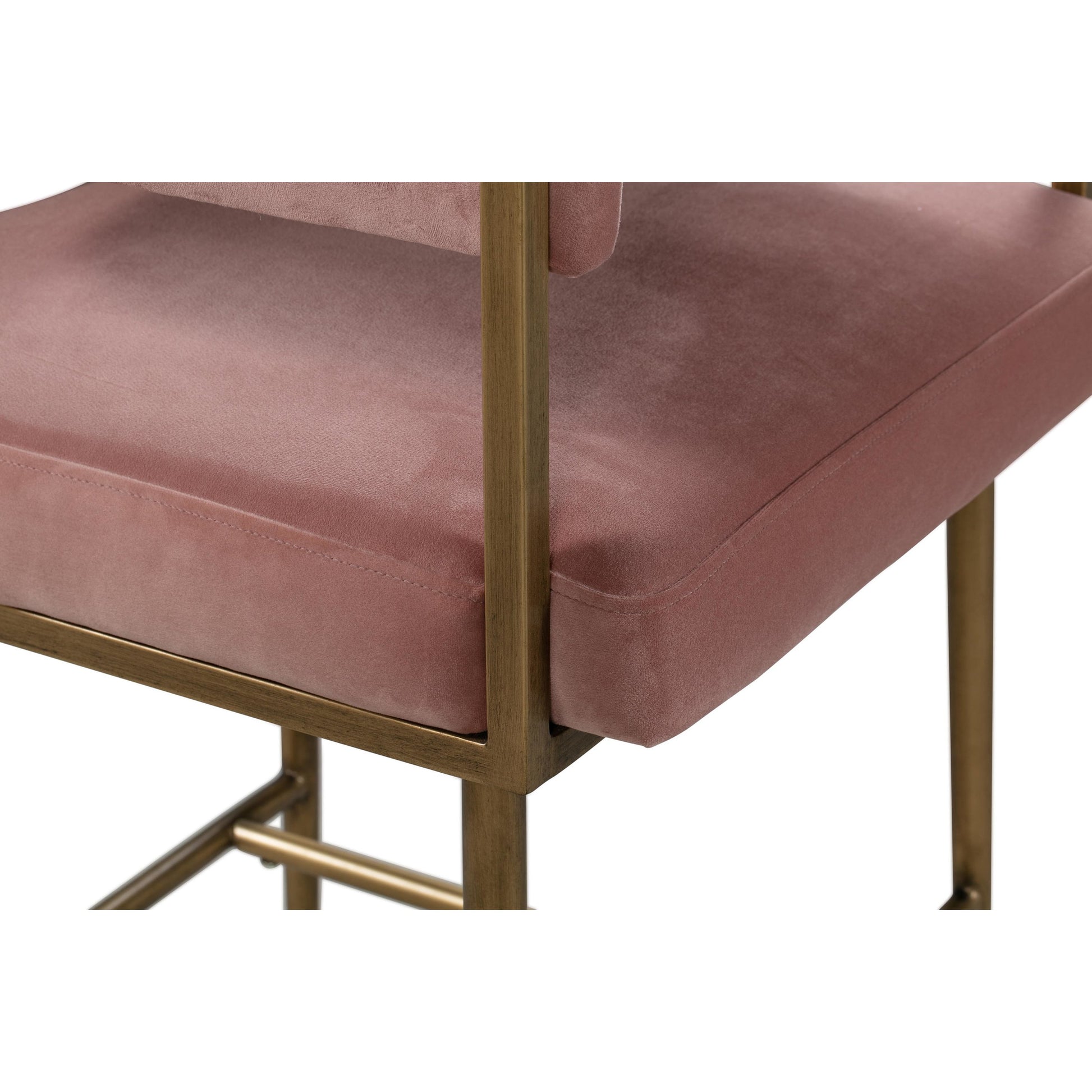 Astrid Counter Stool by TOV Furniture in blush. Made from velvet in a modern style.