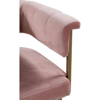 Astrid Counter Stool by TOV Furniture in blush. Made from velvet in a modern style.