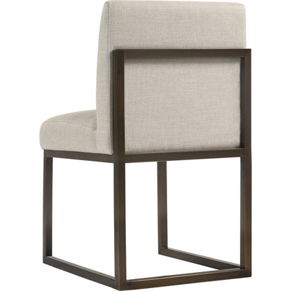 Haute Linen Chair by TOV Furniture in beige. Made from linen in a modern style.