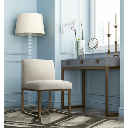 Haute Linen Chair by TOV Furniture in beige. Made from linen in a modern style.