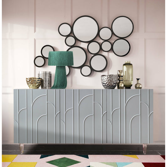 Zoha Mirror by TOV Furniture in black. Made from iron in a modern style.