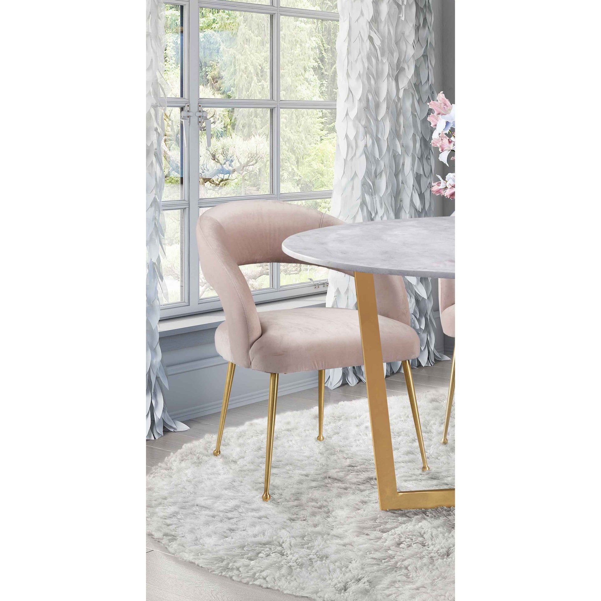 Rocco Dining Chair by TOV Furniture. Made from velvet, pine, stainless steel in a modern style.
