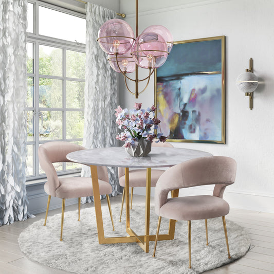 Rocco Dining Chair by TOV Furniture. Made from velvet, pine, stainless steel in a modern style.