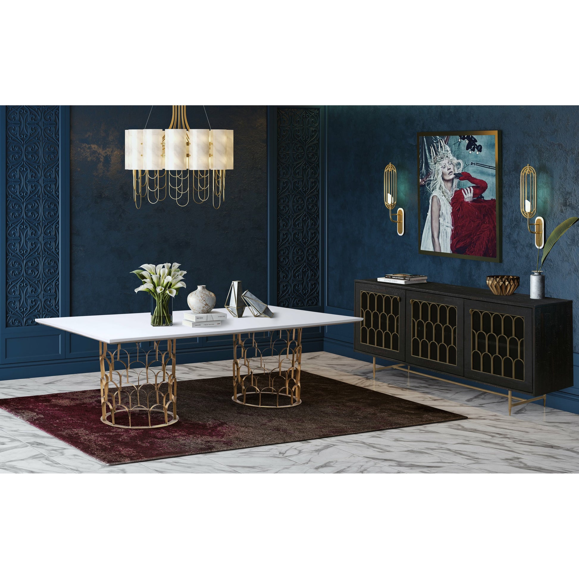 Gatsby Wood Buffet by TOV Furniture in natural and black. Made from acacia, steel, tempered glass in a modern style.