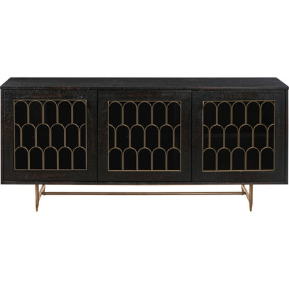 Gatsby Wood Buffet by TOV Furniture in natural and black. Made from acacia, steel, tempered glass in a modern style.