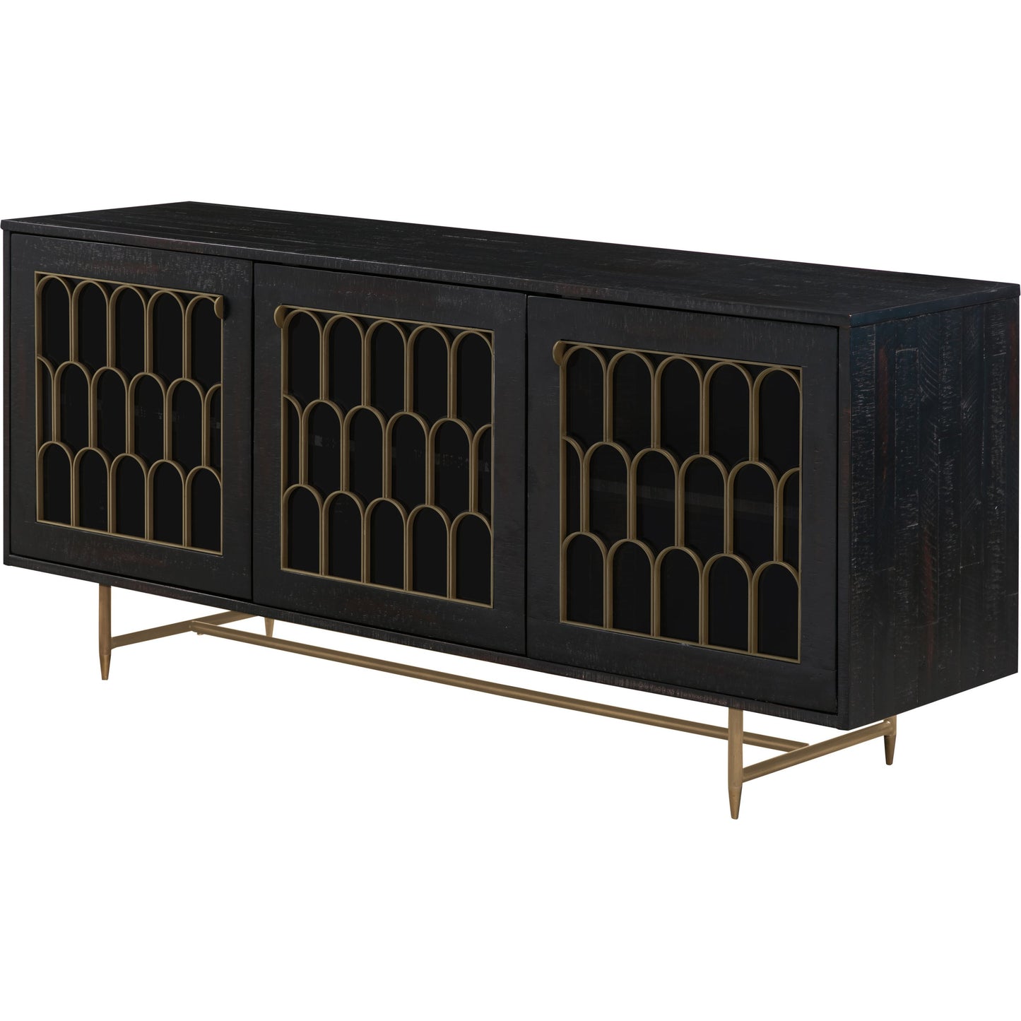 002 S-303061 | Additional Silo | Gatsby Wood Buffet by TOV Furniture in natural and black. Made from acacia, steel, tempered glass in a modern style.