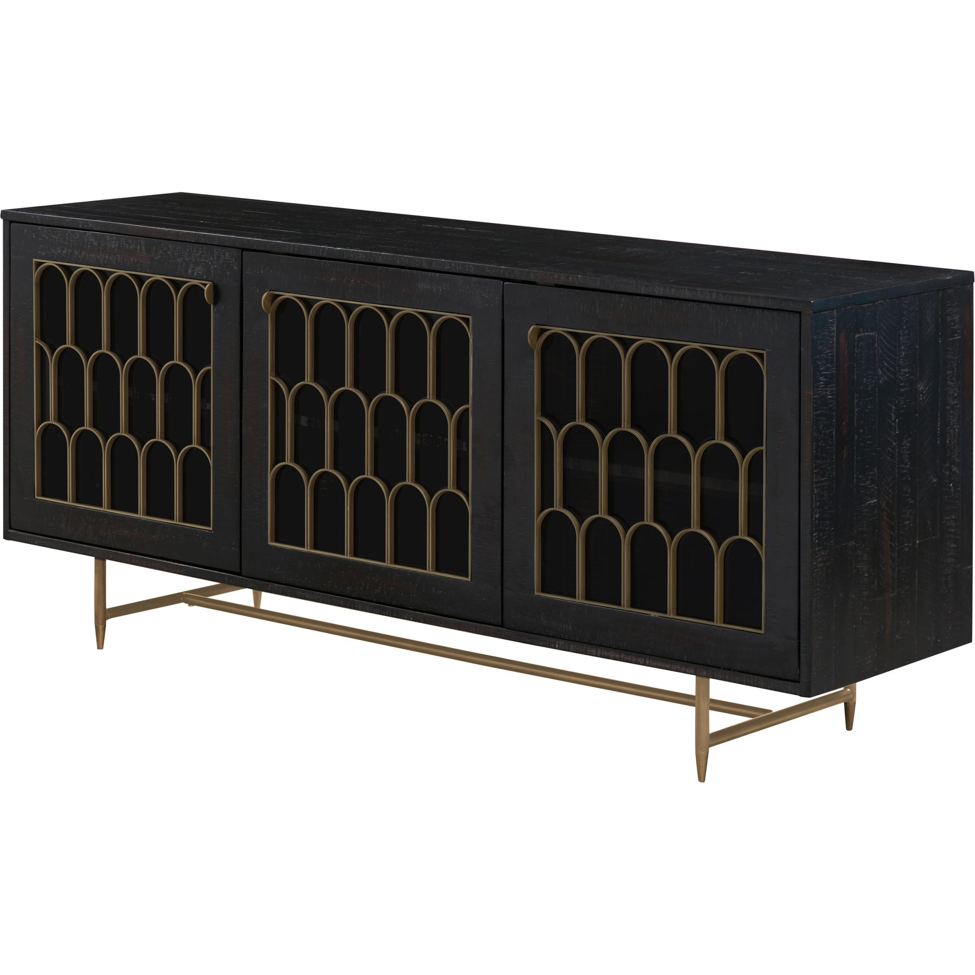 Gatsby Wood Buffet by TOV Furniture in natural and black. Made from acacia, steel, tempered glass in a modern style.