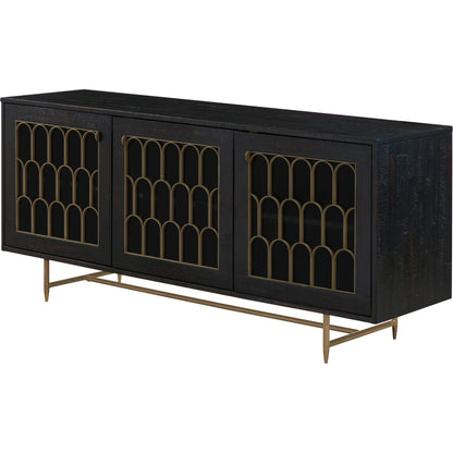 Gatsby Wood Buffet by TOV Furniture in natural and black. Made from acacia, steel, tempered glass in a modern style.