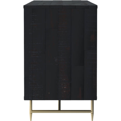 Gatsby Wood Buffet by TOV Furniture in natural and black. Made from acacia, steel, tempered glass in a modern style.