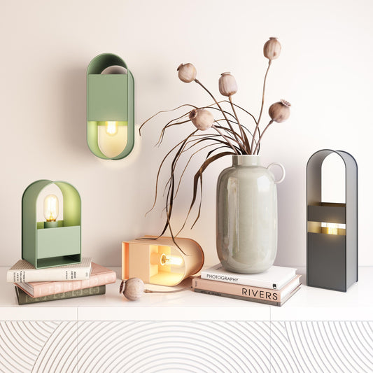 Arther Tall Table Lamp by TOV Furniture in gray. Made from iron in a modern style.